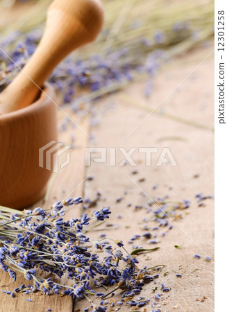 Pestle and mortar with lavender Pestle and mortar with lavender 12301258