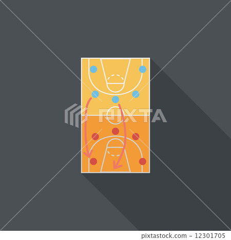 basketball strategy board flat icon with long... - Stock Illustration ...