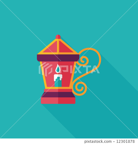 Christmas lantern flat icon with long shadow,eps10 - Stock Illustration ...