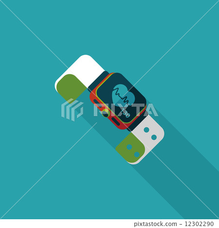 heart rate sport-watch flat icon with long shadow,eps10 heart rate sport-watch flat icon with long shadow,eps10 12302290