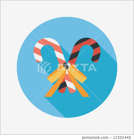 Christmas candy cane flat icon with long... - Stock Illustration ...