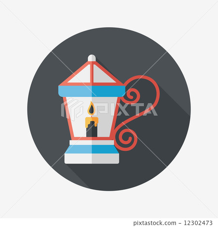 Christmas lantern flat icon with long shadow,eps10 - Stock Illustration ...