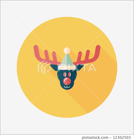 Reindeer flat icon with long shadow, eps10 12302503