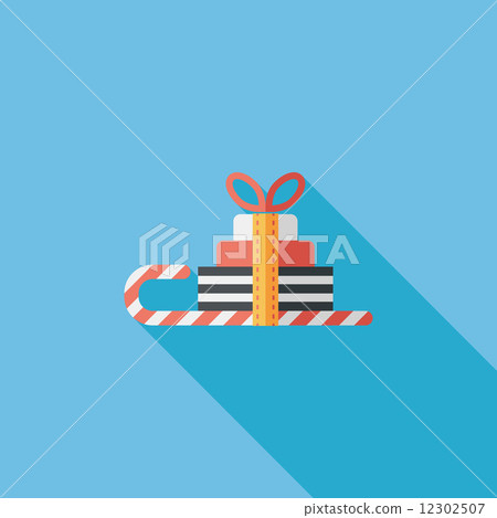 Christmas sleigh gift basket flat icon with long shadow,eps10 12302507