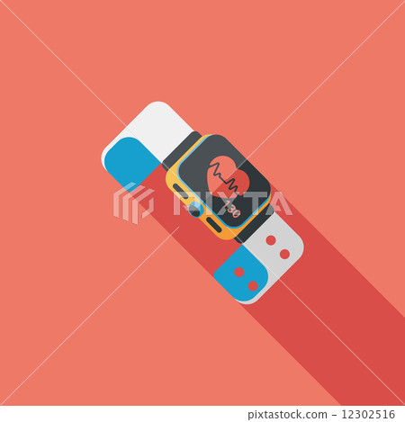 heart rate sport-watch flat icon with long... - Stock Illustration ...