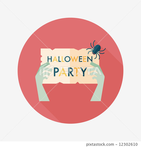 Halloween party flat icon with long shadow,eps10 - Stock Illustration ...