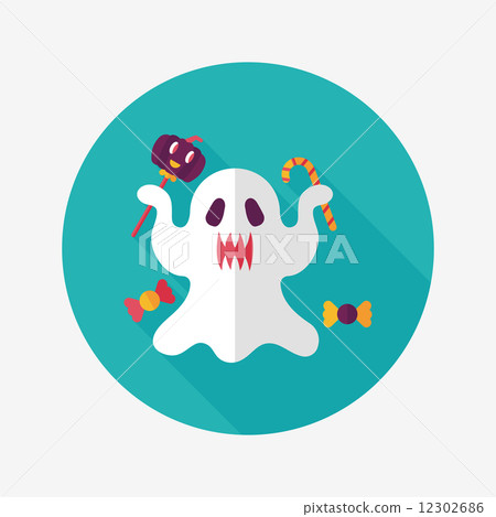 ghost flat icon with long shadow,eps10 12302686