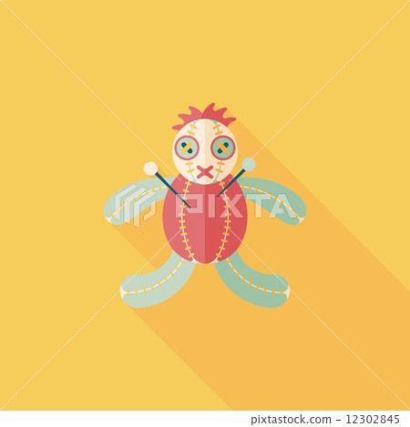 Halloween voodoo doll flat icon with long shadow,eps10 12302845