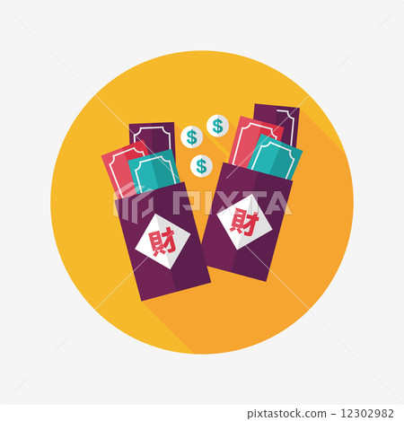 Chinese New Year red envelope flat icon with... - Stock Illustration ...