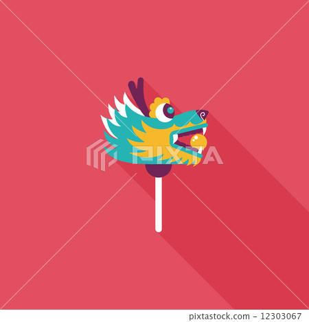 Chinese New Year flat icon with long shadow,eps10,The dragon and Chinese New Year flat icon with long shadow,eps10,The dragon and 12303067