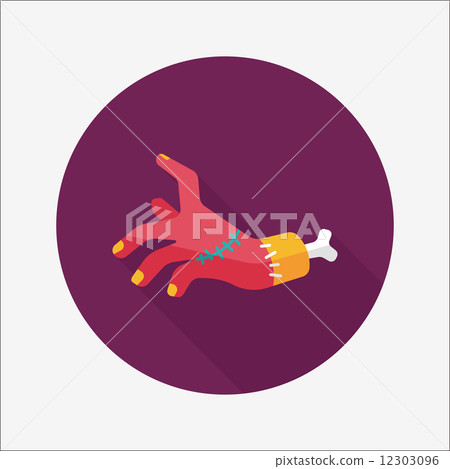 Halloween zombie hand flat icon with long shadow,eps10 12303096