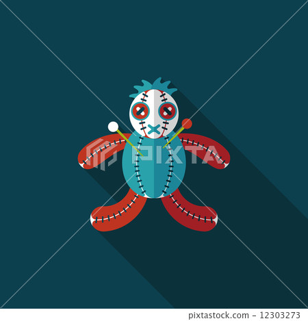 Halloween voodoo doll flat icon with long shadow,eps10 12303273