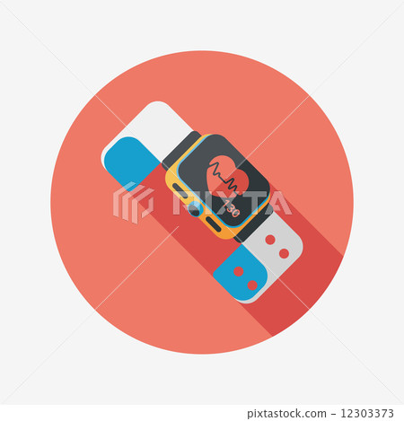 heart rate sport-watch flat icon with long shadow,eps10 12303373