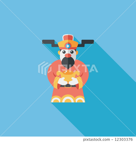 Chinese New Year flat icon with long shadow,eps10, God of wealth 12303376