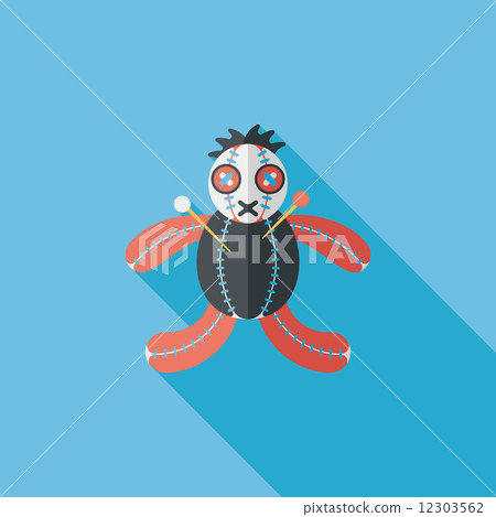 Halloween voodoo doll flat icon with long shadow,eps10 12303562