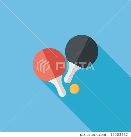 table tennis racket flat icon with long shadow,eps10 12303582