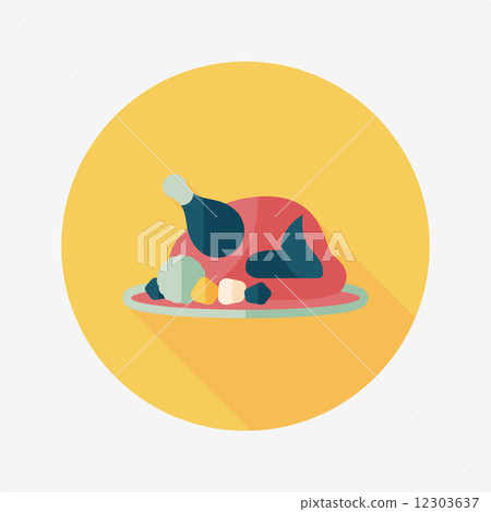 Grill chicken flat icon with long shadow,eps10 12303637