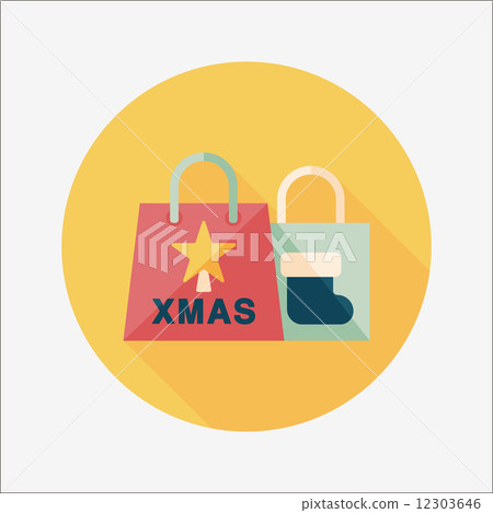 Christmas shopping bag flat icon with long shadow,eps10 12303646