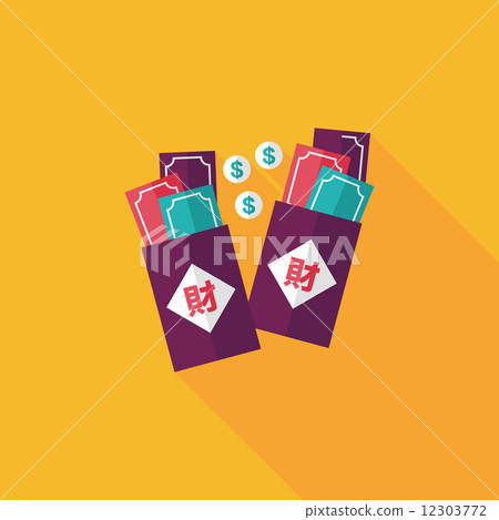 Chinese New Year red envelope flat icon with... - Stock Illustration ...