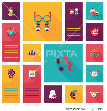 Halloween flat ui bakcground set Halloween flat ui bakcground set 12303956