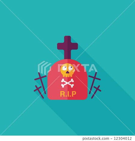 grave flat icon with long shadow,eps10 12304012