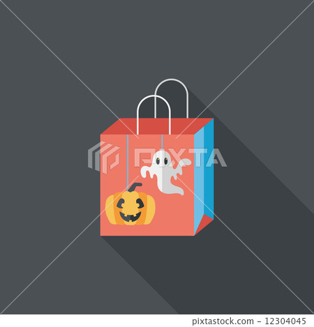 Halloween shopping bag flat icon with long shadow,eps10 Halloween shopping bag flat icon with long shadow,eps10 12304045