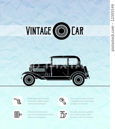 Retro car, vintage outline style Retro car, vintage outline style 12305549