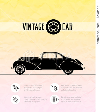 Retro car, vintage outline style Retro car, vintage outline style 12305550