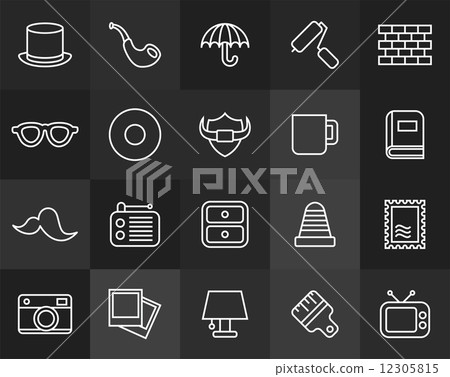 Outline icons thin flat design, modern line stroke style 12305815