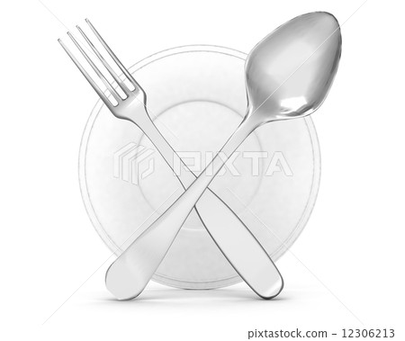 restaurant symbol - silhouette of a fork and silhouette of a spoon 12306213