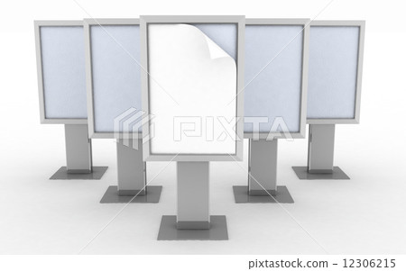 Row of empty advertising billboards 12306215