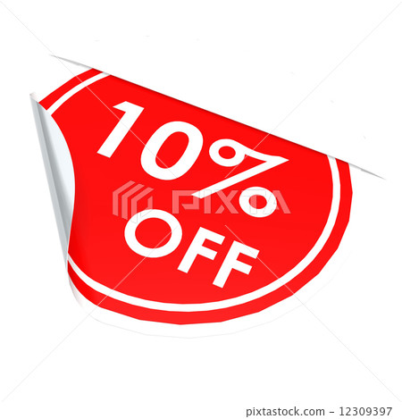 Red circle label 10 percent off Red circle label 10 percent off 12309397