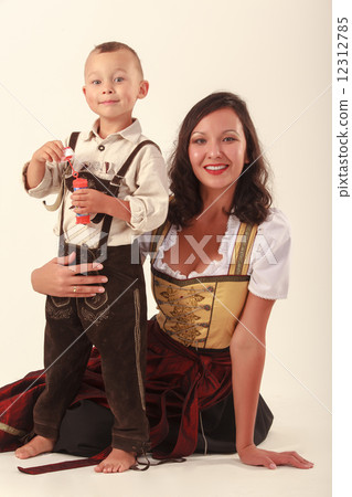 Mother and son in Bavarian costume 12312785