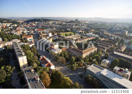 Highly detailed aerial city view, Spilberk Castle, Cathedral of Highly detailed aerial city view, Spilberk Castle, Cathedral of 12313308