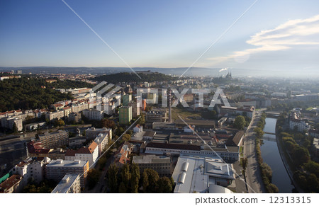 Highly detailed aerial city view, Spilberk Castle, Cathedral of Highly detailed aerial city view, Spilberk Castle, Cathedral of 12313315