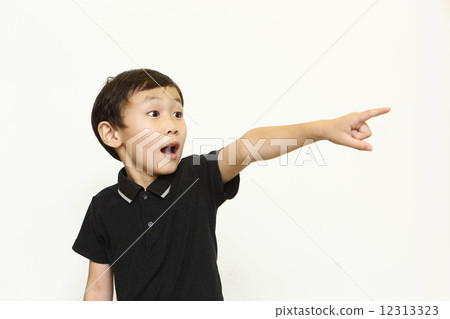 A boy pointing to a finger 12313323