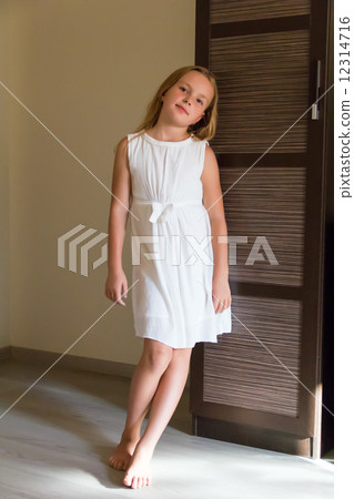Cute girl in white dress 12314716