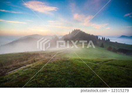 Majestic sunset in the mountains landscape 12315279