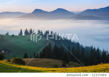 fog and cloud mountain valley landscape 12315464