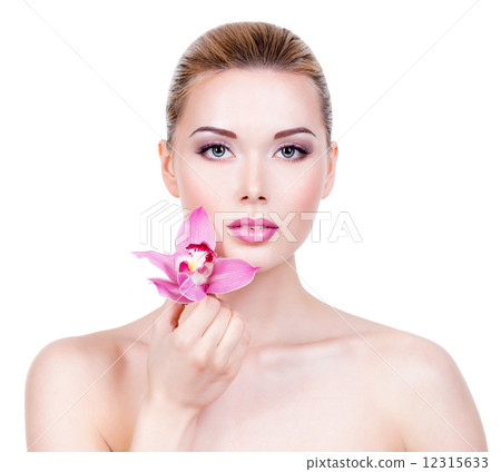 Portrait of young beautiful woman with a healthy clean skin of t 12315633