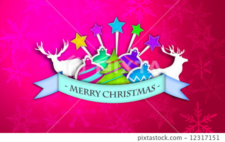 Red Pink Merry Christmas Art Paper Card 12317151