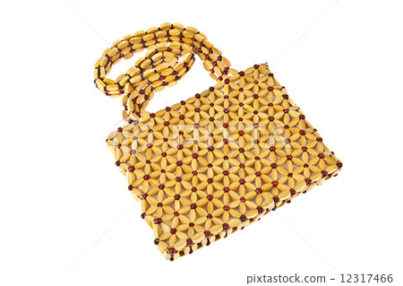 Beads handbag made from wood isolated on white background Beads handbag made from wood isolated on white background 12317466