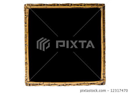 Rattan on black picture frame isolated on white background Rattan on black picture frame isolated on white background 12317470