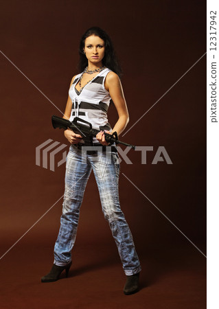 Beautiful woman with a rifle Beautiful woman with a rifle 12317942