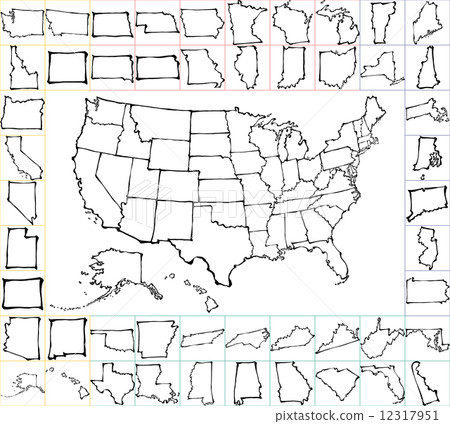 American map handwritten writing brush painting 12317951