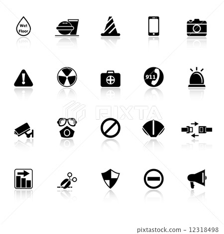 General useful icons with reflect on white background 12318498