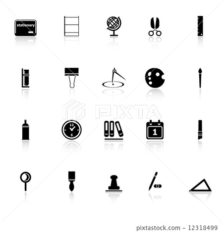 General stationary icons with reflect on white background 12318499