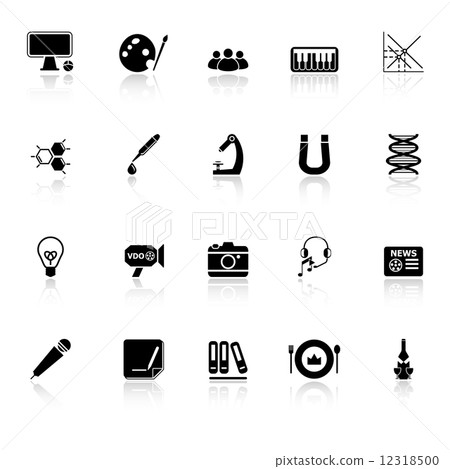 General learning icons with reflect on white background 12318500