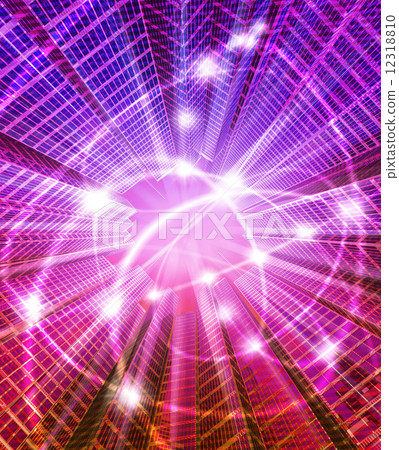 閃亮紅色的摩天大樓的互聯網空間 12318810