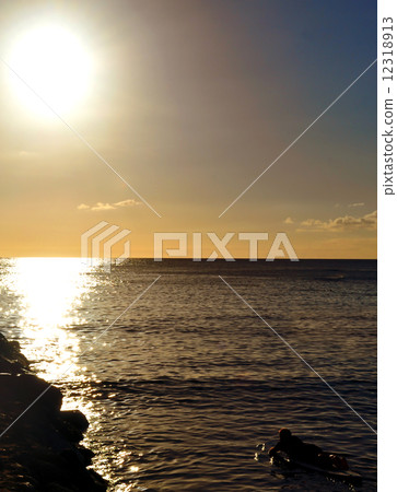 Twilight sea and surfer Twilight sea and surfer 12318913
